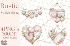 Rustic Valentine Decor Clipart, Burlap Heart PNG Product Image 1