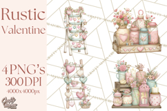 Rustic Valentine Decor Clipart, Burlap Heart PNG Product Image 1