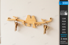 Rustic Bird Key Holder Laser Cut | Decorative Wall Hook SVG Product Image 1