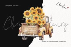 Watercolor Sunflower Trucks Clipart Product Image 3
