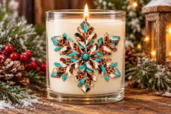 Western Snowflake PNG, Turquoise Cowhide Christmas Product Image 5