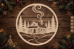 Rustic Winter Cabin Ornament SVG Product Image 1