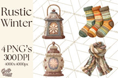 Rustic Winter Decor Clipart PNG Cozy Farmhouse Product Image 1