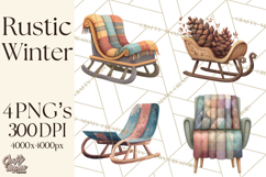 Rustic Winter Decor Clipart PNG Cozy Farmhouse Product Image 1