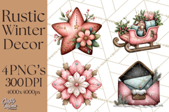 Rustic Winter Decor Clipart, Printable Cozy PNG, Folk Art Product Image 1