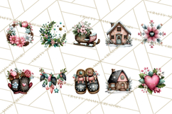 Rustic Winter Decor Clipart, Printable Cozy PNG, Folk Art Product Image 3
