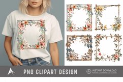 Watercolor Rustic Wooden Floral Frame Clipart Product Image 1