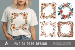 Watercolor Rustic Wooden Floral Frame Clipart Product Image 1