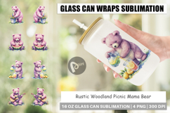Woodland Picnic Mama Bear Glass Can Product Image 1