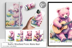 Woodland Picnic Mama Bear Digital Paper Product Image 1