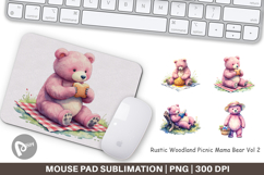 Woodland Picnic Mama Bear Mouse Pad Product Image 1