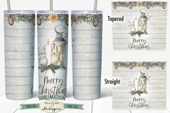 20 oz Skinny Tumbler Sublimation | Rustic Christmas Lantern Product Image 1