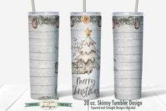 20 oz Skinny Tumbler Sublimation | Rustic Christmas Tree Product Image 2