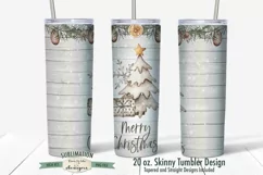 20 oz Skinny Tumbler Sublimation | Rustic Christmas Tree Product Image 2
