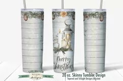 20 oz Skinny Tumbler Sublimation | Rustic Christmas Lantern Product Image 2