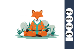 Fox sitting in lotus pose meditating peaceful nature scene v Product Image 1