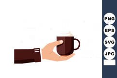 Hand Holding Hot Coffee Cup with Whipped Cream Vector Illust Product Image 1