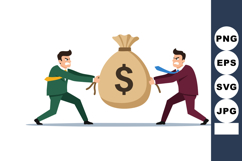 Businessmen Tug of War Money Bag Financial Competition Conce Product Image 1