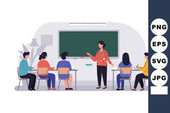 Teacher explaining lesson to students in classroom learning Product Image 1