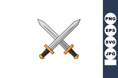 Crossed medieval swords with brown handles and golden guards Product Image 1