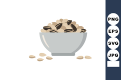 Bowl of Sunflower Seeds Natural Snack Healthy Food Vector Il Product Image 1