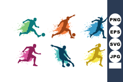 Dynamic colorful male soccer players kicking and running vec Product Image 1