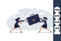 Businesswomen pulling briefcase in office conflict vector il Product Image 1