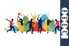 Group of Diverse People Dancing and Celebrating with Colorfu Product Image 1