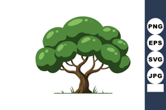 Green tree with thick canopy and brown trunk natural landsca Product Image 1