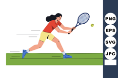 Female Tennis Player Hitting Ball on Court in Action Sports Product Image 1