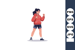 Young woman practicing boxing in casual sportswear vector il Product Image 1