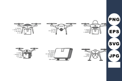 Delivery drone flying fast with parcel and package vector il Product Image 1