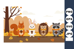 Autumn forest animals holding acorns in scarf and sweater ve Product Image 1