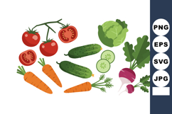 Fresh vegetable set with tomatoes carrots cucumbers cabbage Product Image 1