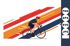 Cyclist riding road bike with red helmet on abstract colorfu Product Image 1