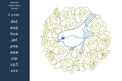 Redwork Floral Wren Machine Embroidery Design 2 sizes Product Image 1