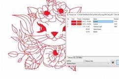 Redwork Cat in Flowers - Machine Embroidery Design 2 sizes Product Image 2