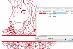 Redwork Unicorn Floral Name Frame Machine Embroidery Design Product Image 2