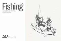 Fishermen catch fish in boats with rods and fishing nets Product Image 1