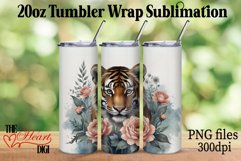 Flower Tiger 20oz Tumbler PNG, Cute Tiger Tumbler PNG Product Image 1