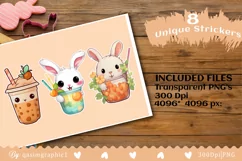 Cute Bunny kawai Printable Stickers For Kids, Bunny stickers Product Image 3