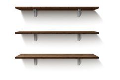 Realistic wooden store shelves. Empty showcase. Exhibition s Product Image 1