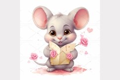 Cute Mouse envelope watercolor Clipart Bundle- 10, JPG Product Image 3