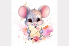 Cute Mouse envelope watercolor Clipart Bundle- 10, JPG Product Image 5