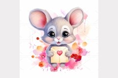 Cute Mouse envelope watercolor Clipart Bundle- 10, JPG Product Image 6