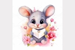 Cute Mouse envelope watercolor Clipart Bundle- 10, JPG Product Image 7