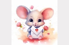 Cute Mouse envelope watercolor Clipart Bundle- 10, JPG Product Image 9