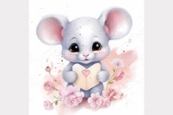 Cute Mouse envelope watercolor Clipart Bundle- 10, JPG Product Image 10