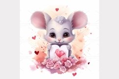 Cute Mouse envelope watercolor Clipart Bundle- 10, JPG Product Image 11