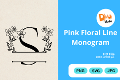 Pink Floral Line Monogram Product Image 1